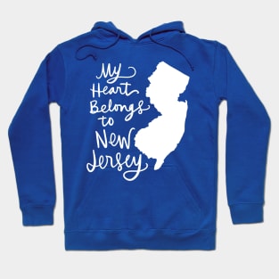 My Heart Belongs To New Jersey: State Pride Calligraphy State Silhouette Hoodie